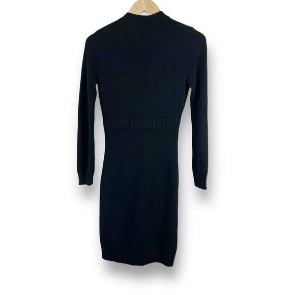 Y2K Guess Women's S Longline Duster Cardigan Sweater Black Knit Tie Waist Winter - Picture 2 of 12